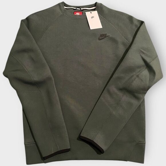 Nike Sportswear Tech Fleece Crewneck Pullover Green Sweatshirt Mens size Small